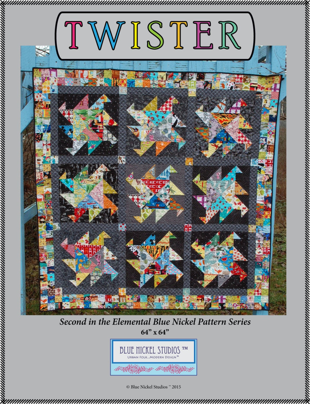 Twister - Second in the Elemental Blue Nickel Quilt Pattern Series - Featuring Wind - PDF Download